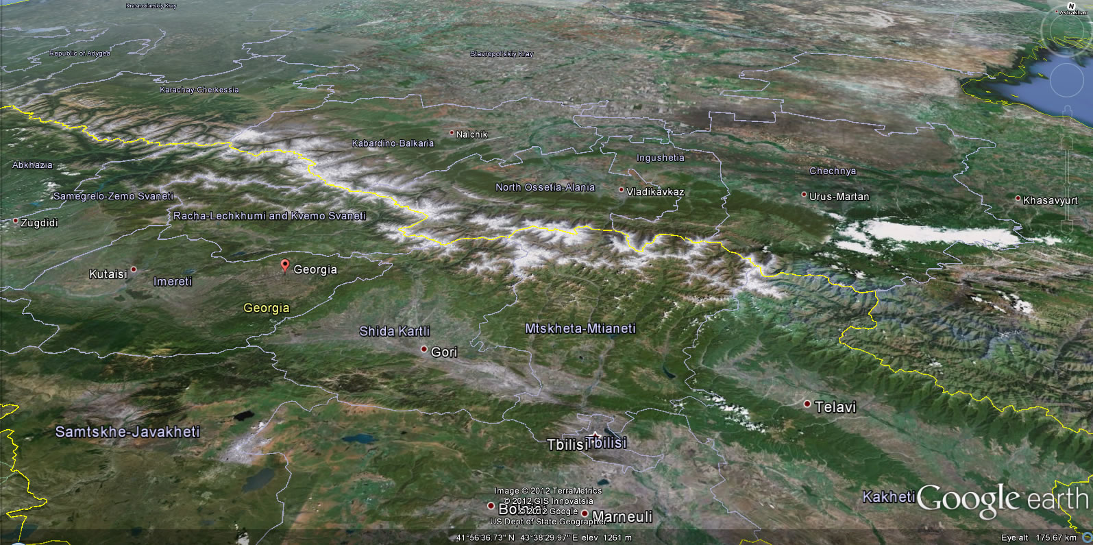 Ossetie du Sud terre carte